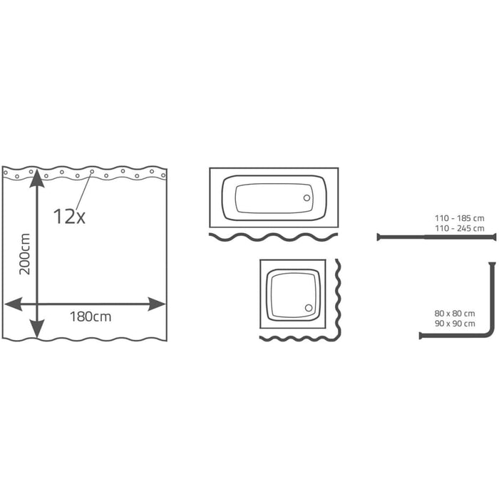 Perdeau de dus Bambus 180x200 cm