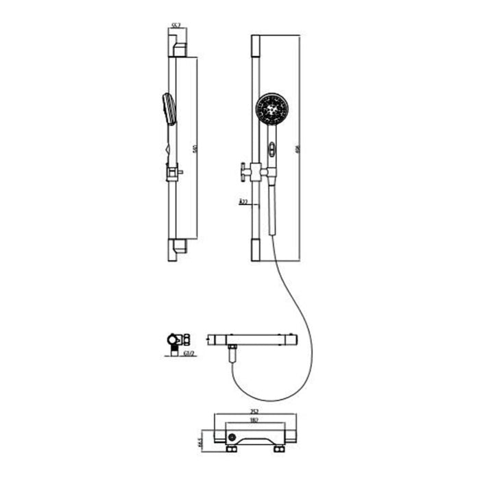 SCHÜTTE Shower Bar Set AQUA 2 SAVE Chrome