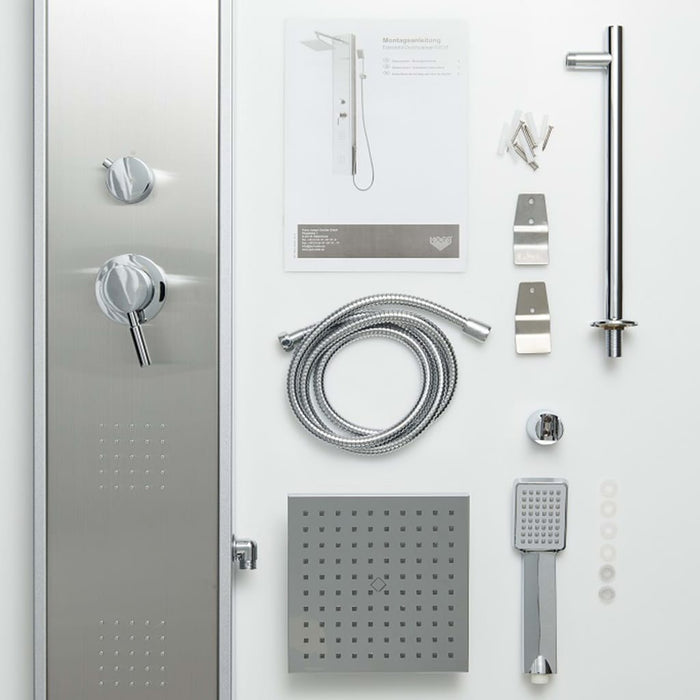 SCHÜTTE Shower Panel with Single Lever Mixer TAHITI Stainless Steel