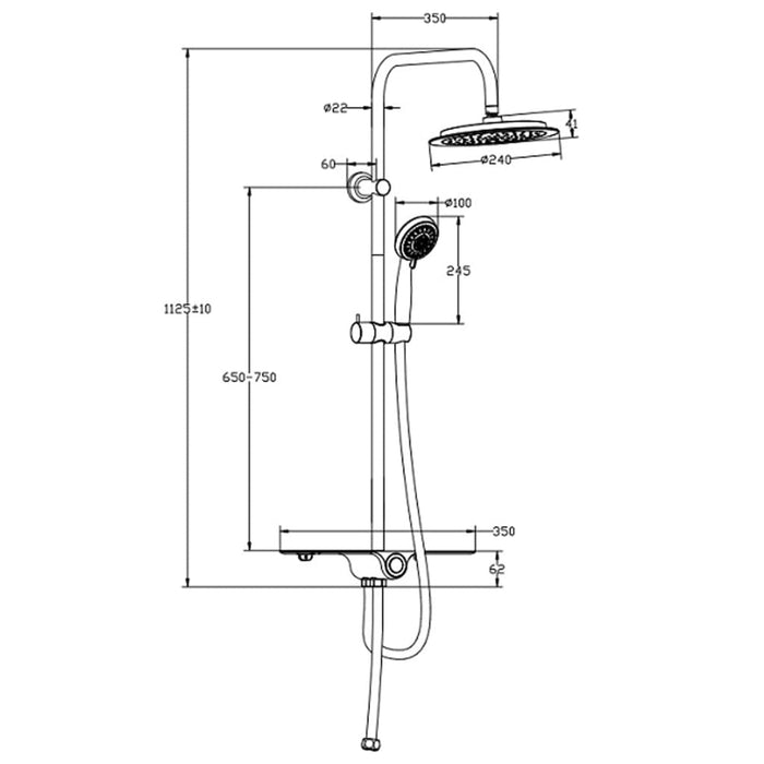 SCHÜTTE Overhead Shower Set with Tray AQUASTAR Anthracite-Chrome