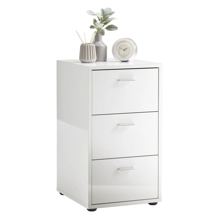 Bedside Table with 3 Drawers High Gloss White