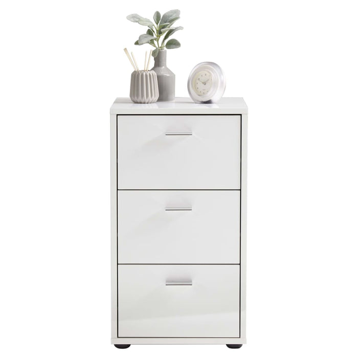 Bedside Table with 3 Drawers High Gloss White