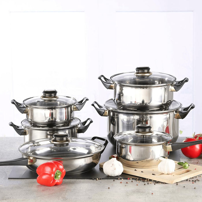 HI 12 Piece Cookware Set Stainless Steel