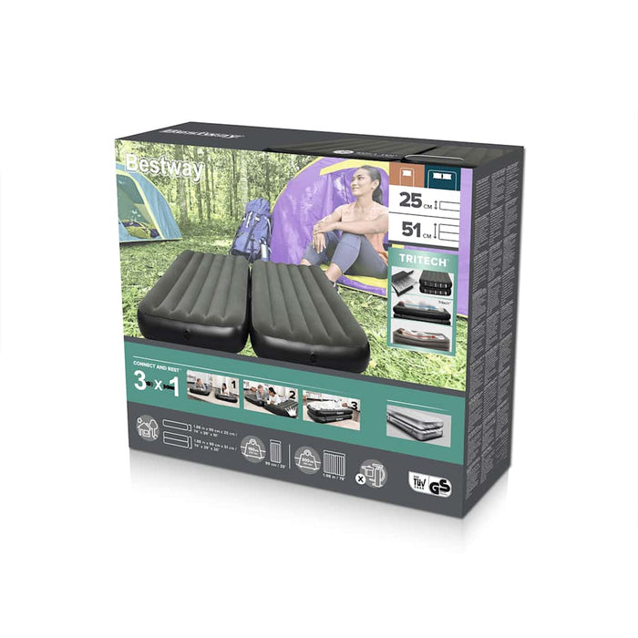 Bestway Надуваемо въздушно легло 3 в 1 черно и сиво 188x99x25 cm