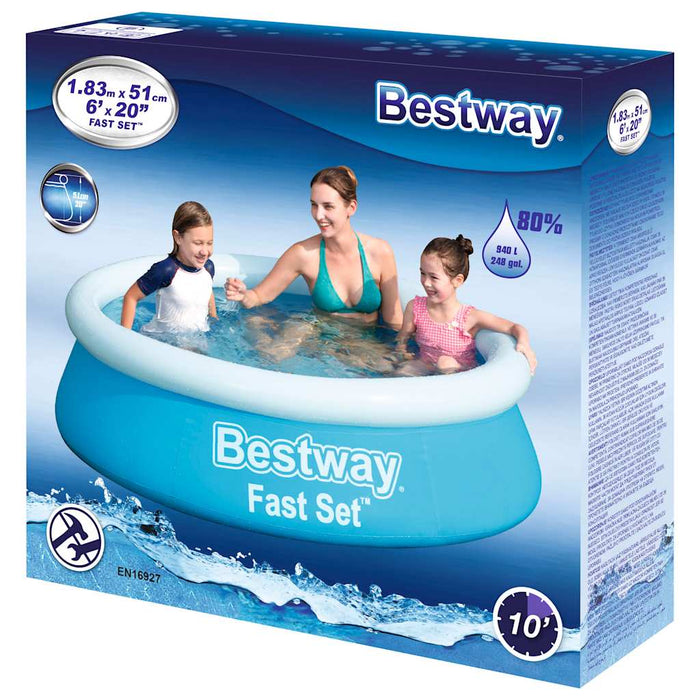 Кръгъл надуваем басейн Bestway Fast Set 183x51 см син