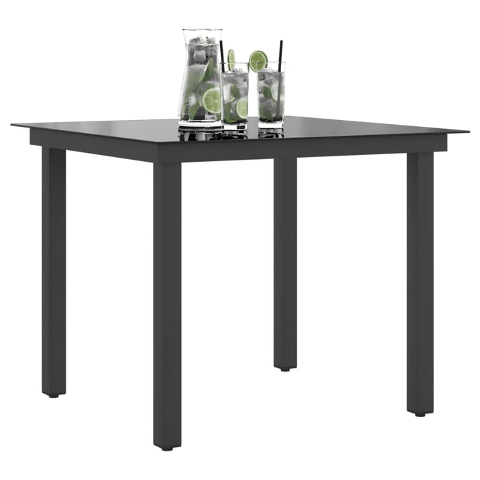 Garden Table Black 80x80x74 cm Aluminium and Glass