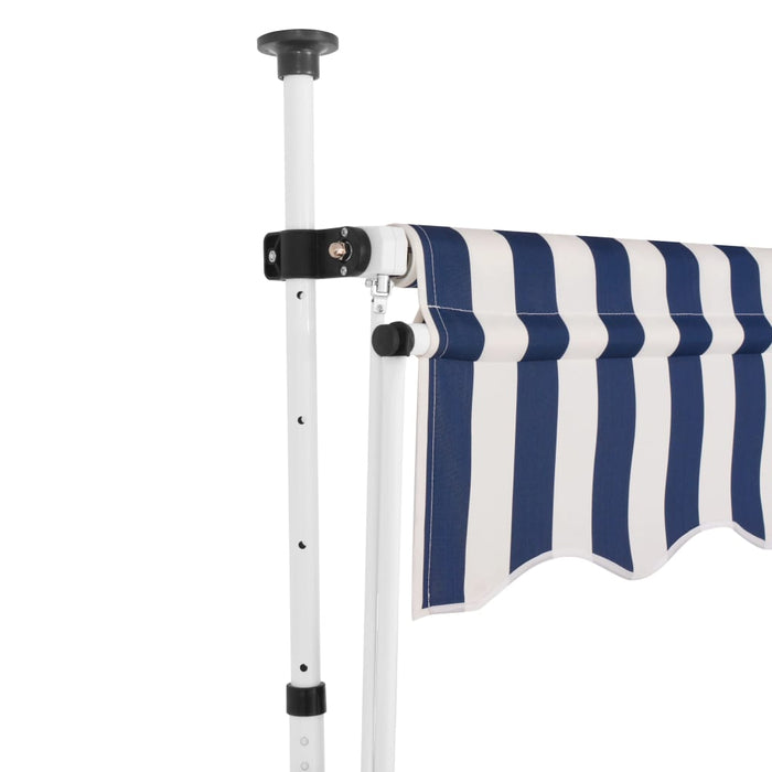 Manual Retractable Awning 200 cm Blue and White Stripes