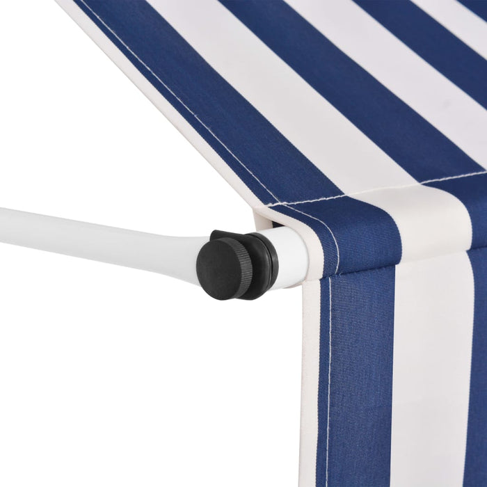 Manual Retractable Awning 350 cm Blue and White Stripes