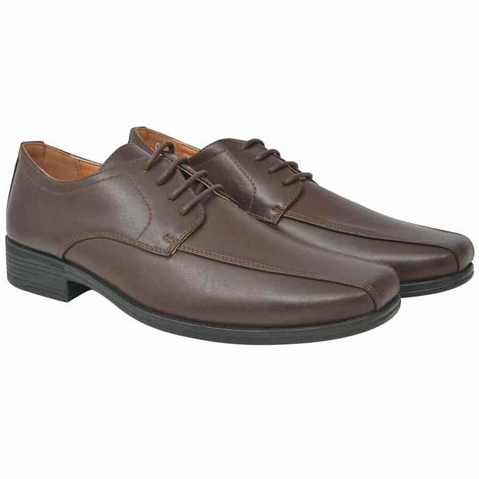 Men's Business Shoes Lace-Up Brown Size 40 PU Leather