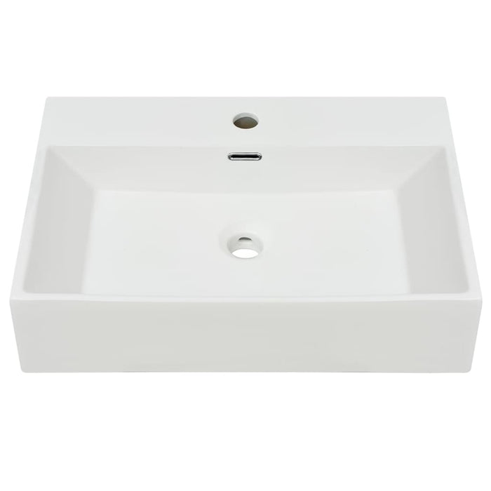 Basin with Faucet Hole Ceramic White 60.5x42.5x14.5 cm