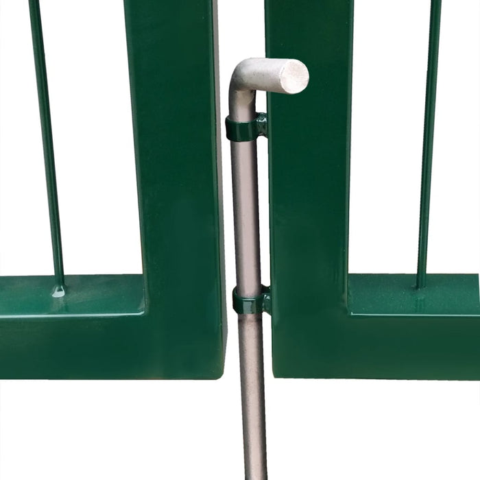 Garden Fence Gate with Posts 350x100 cm Steel Green