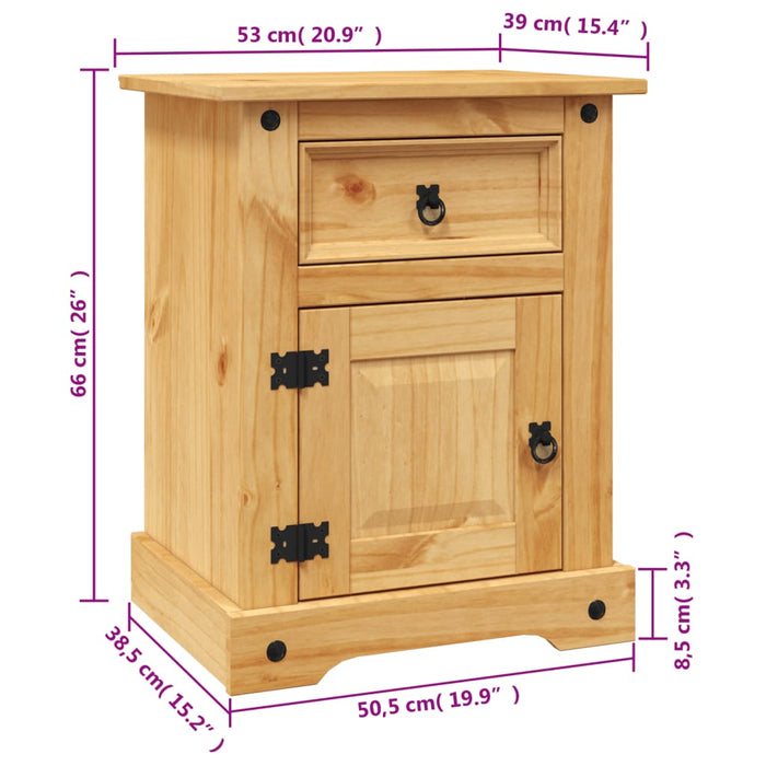 Bedside Cabinet Mexican Pine Corona Range 53x39x66 cm