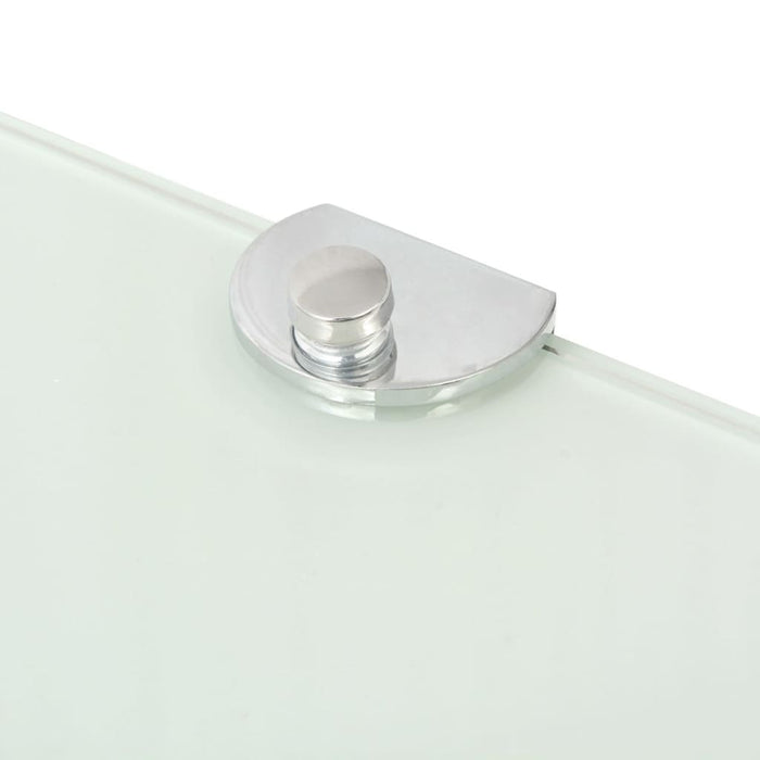 Corner Shelf with Chrome Supports Glass White 35x35 cm