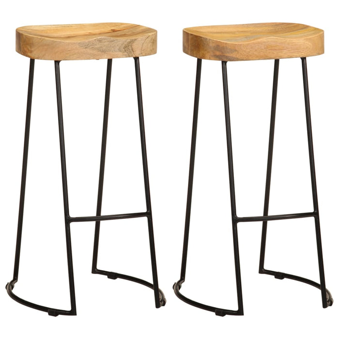 Bar Stools 2 pcs Solid Mango Wood