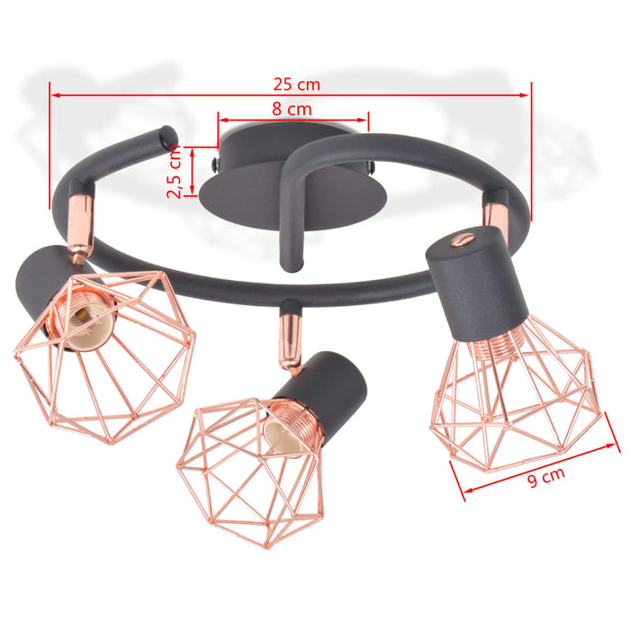 Плафон с 3 LED крушки с нажежаема жичка 12 W