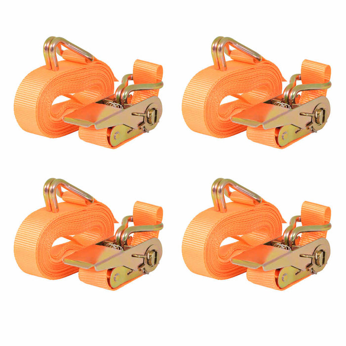 Ratchet Tie Down Straps 4 pcs 0.4 Tonnes 6mx25mm Orange