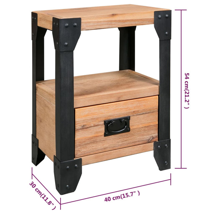 Nightstand Solid Acacia Wood Steel 40x30x54 cm