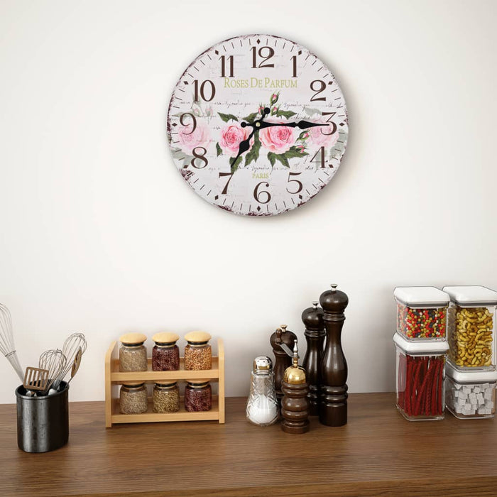 Vintage Wall Clock Flower 30 cm