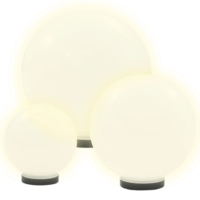 LED Bowl Lamp Set 3 Pieces Spherical 20/30/40 cm PMMA