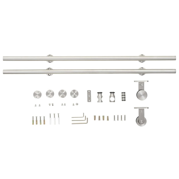 Sliding Door Hardware Kit 183 cm Stainless Steel Silver