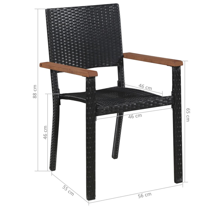 Scaune de exterior 2 buc Poly Rattan Negru