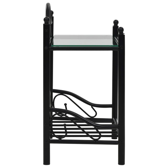 Bedside Table Steel and Tempered Glass 45x30.5x60 cm Black