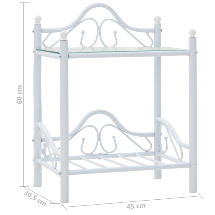Нощни шкафчета 2 бр. стомана и закалено стъкло 45x30,5x60 см бяло