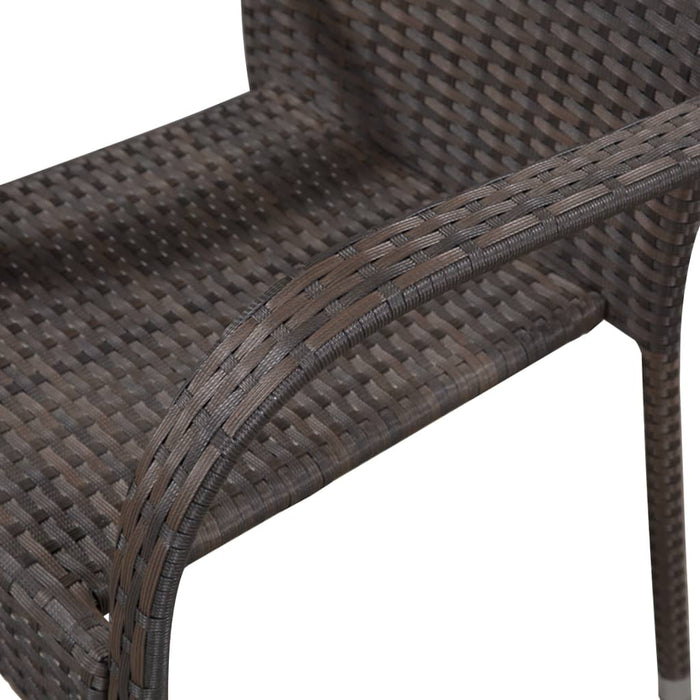 Scaune de exterior stivuibile 2 buc Poly Rattan Brown