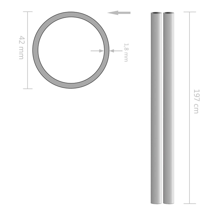 2 бр. Кръгли тръби от неръждаема стомана V2A 2m 42x1.8mm