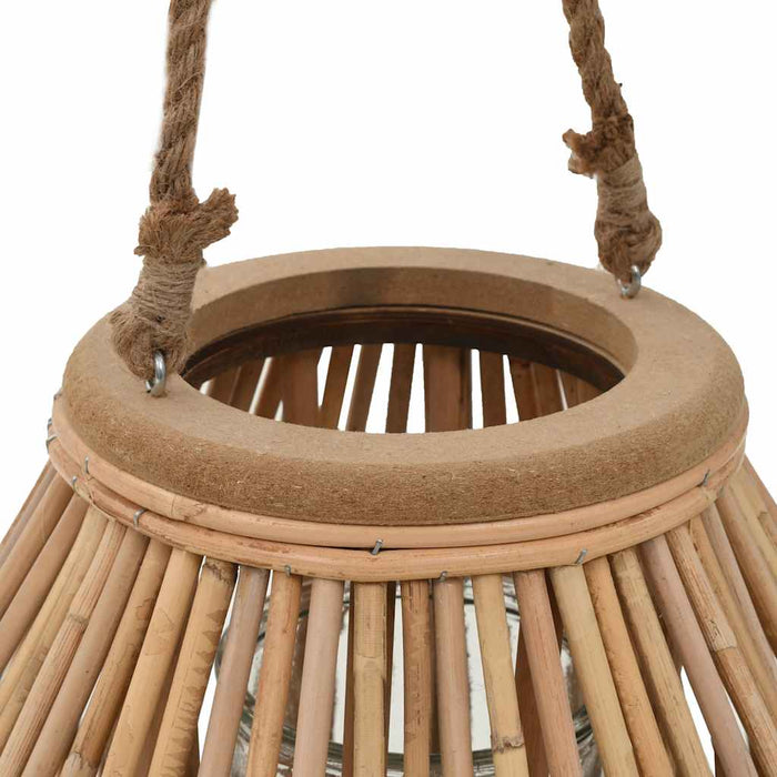 Hanging Candle Lantern Holder Wicker Natural