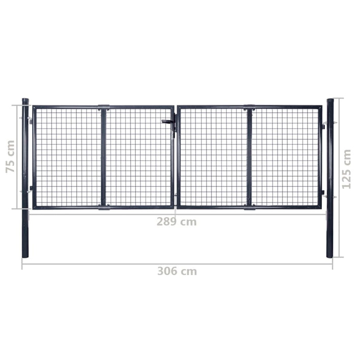 Mesh Garden Gate Galvanised Steel 289x75 cm Grey