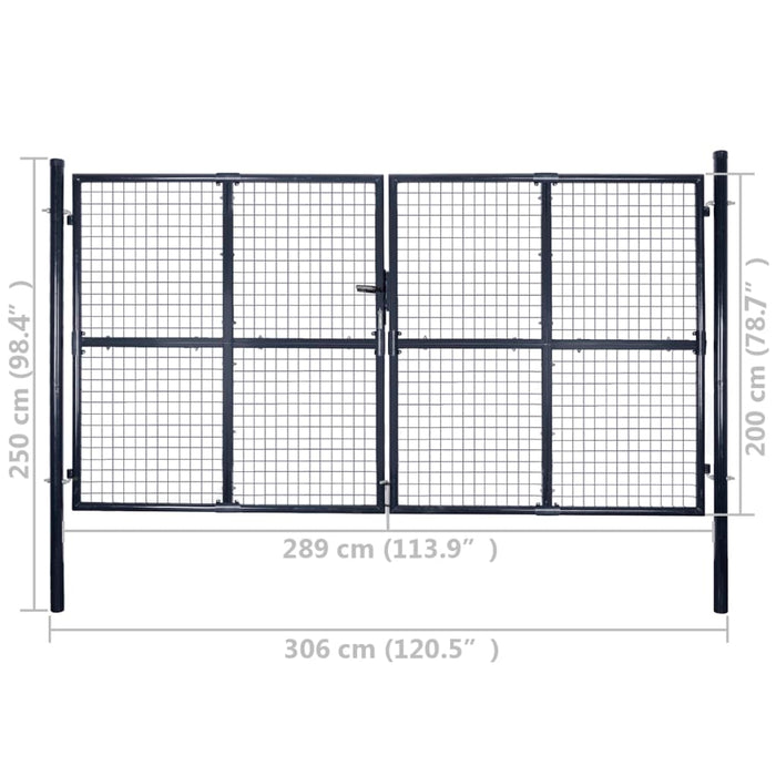 Mesh Garden Gate Galvanised Steel 289x200 cm Grey