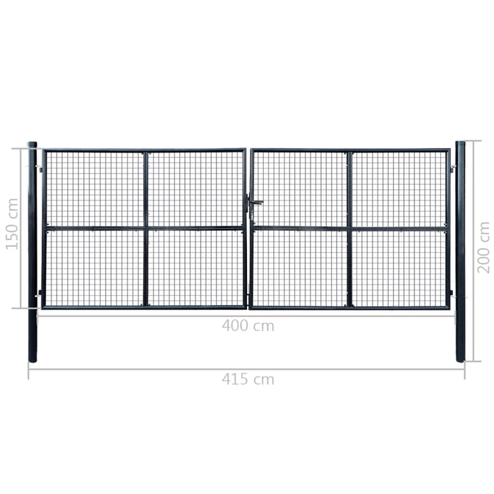 Mesh Garden Gate Galvanised Steel 400x150 cm Grey