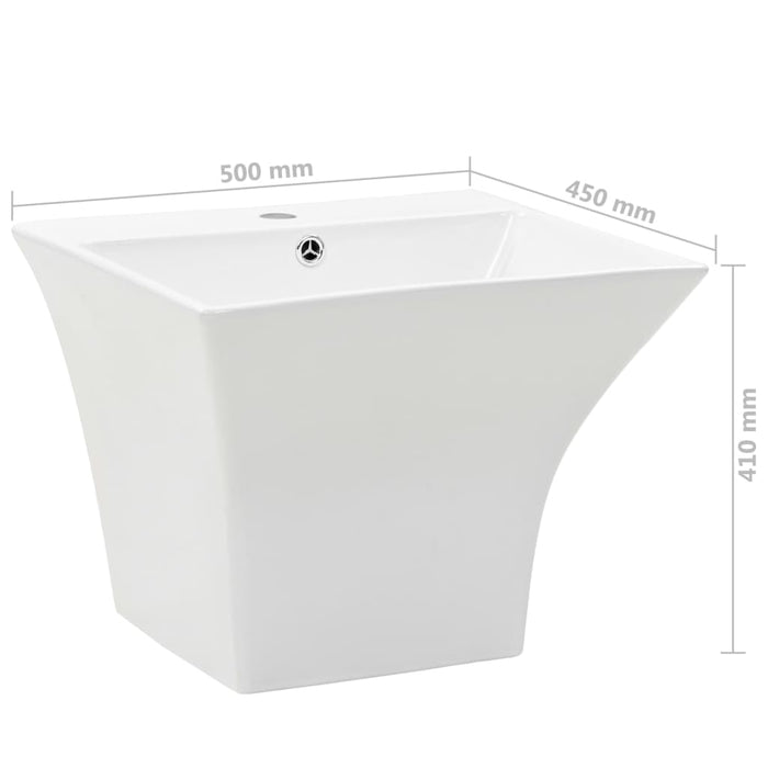 Wall-mounted Basin Ceramic White 500x450x410 mm