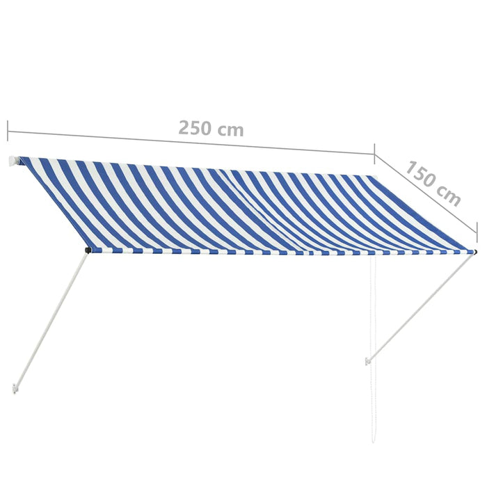 Retractable Awning 250x150 cm Blue and White