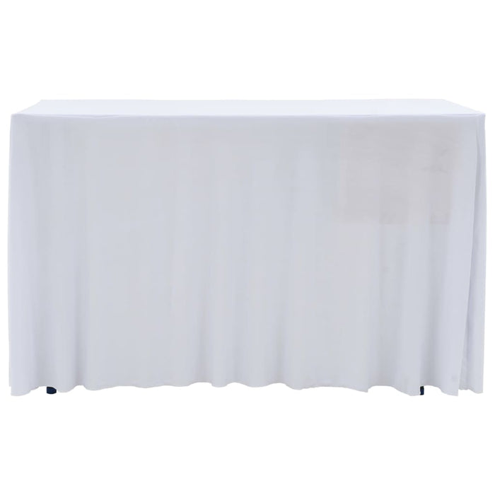 2 pcs Stretch Table Covers with Skirt 183x76x74 cm White