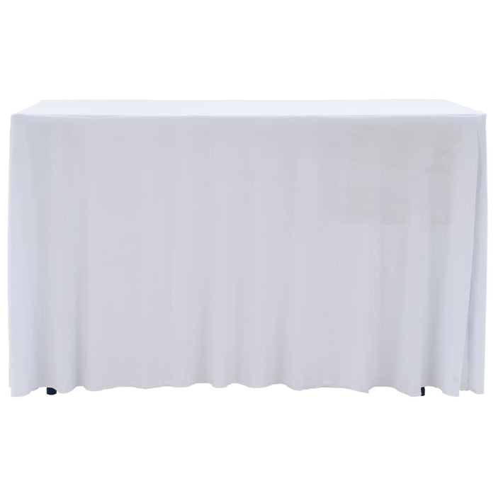 2 pcs Stretch Table Covers with Skirt 243x76x74 cm White