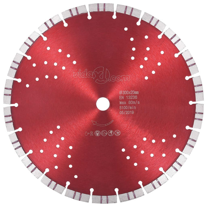 Diamond Cutting Disc with Turbo and Holes Steel 300 mm