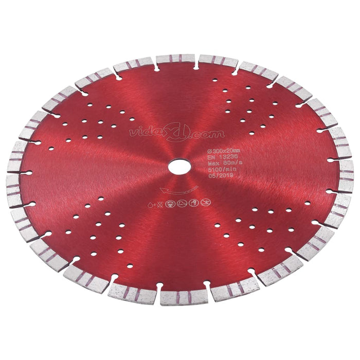 Diamond Cutting Disc with Turbo and Holes Steel 300 mm