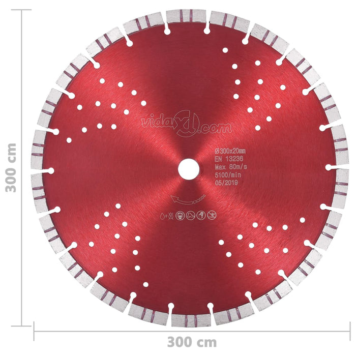 Diamond Cutting Disc with Turbo and Holes Steel 300 mm