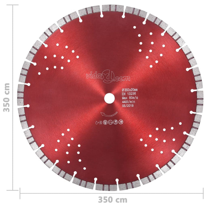 Diamond Cutting Disc with Turbo and Holes Steel 350 mm