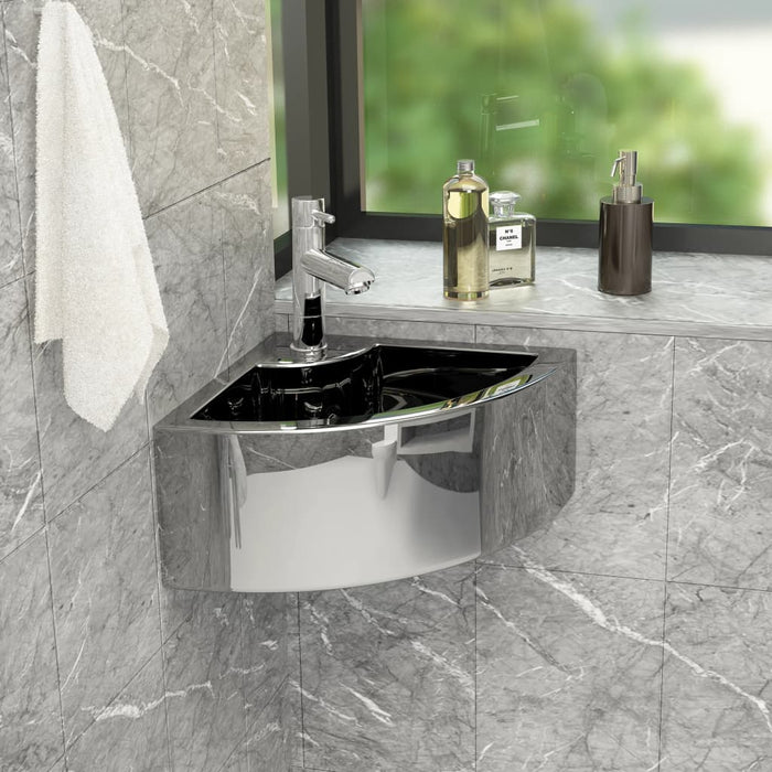 Wash Basin with Overflow 45x32x12.5 cm Ceramic Silver