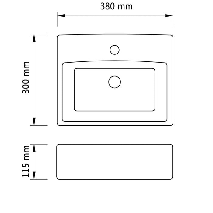 Wash Basin with Faucet Hole 38x30x11.5 cm Ceramic Silver