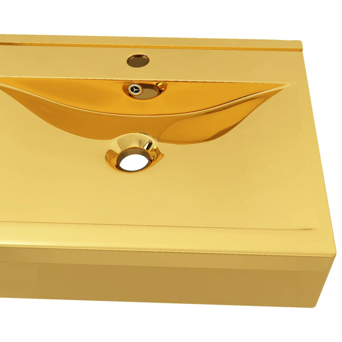 Wash Basin with Overflow 60x46x16 cm Ceramic Gold