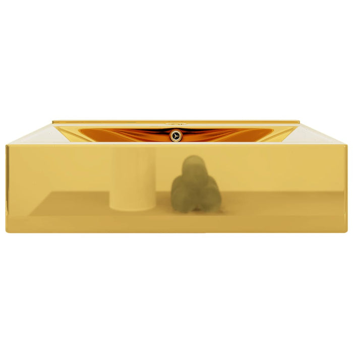 Wash Basin with Overflow 60x46x16 cm Ceramic Gold