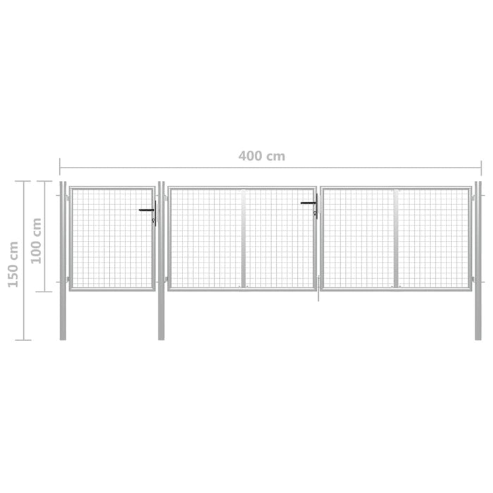 Garden Gate Steel 400x100 cm Silver