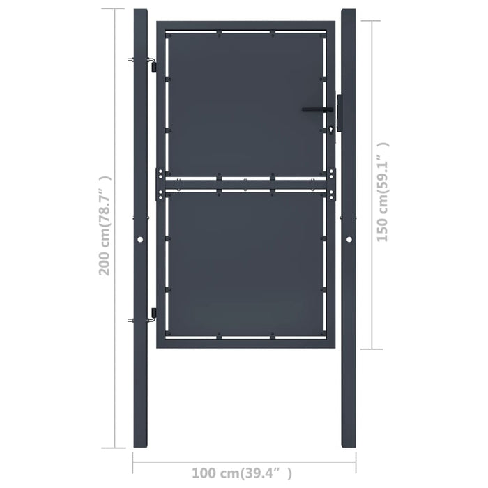 Садовые ворота стальные 100x150 см Антрацит