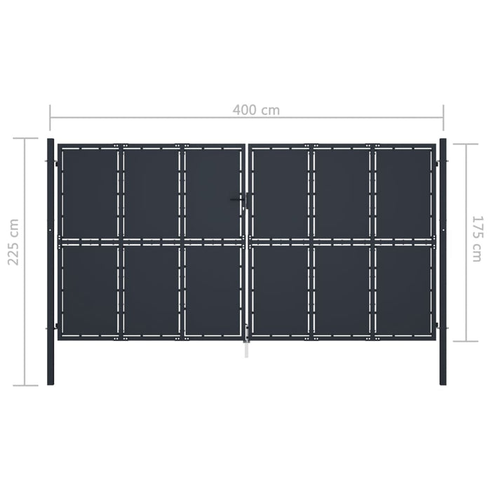 Garden Gate Steel 400x175 cm Anthracite