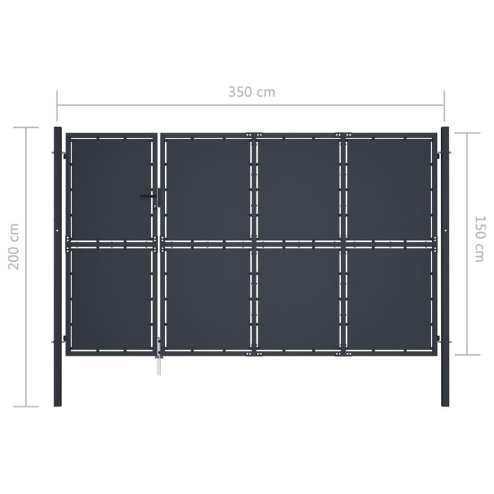 Градинска Порта Стомана 350x150 см Антрацит