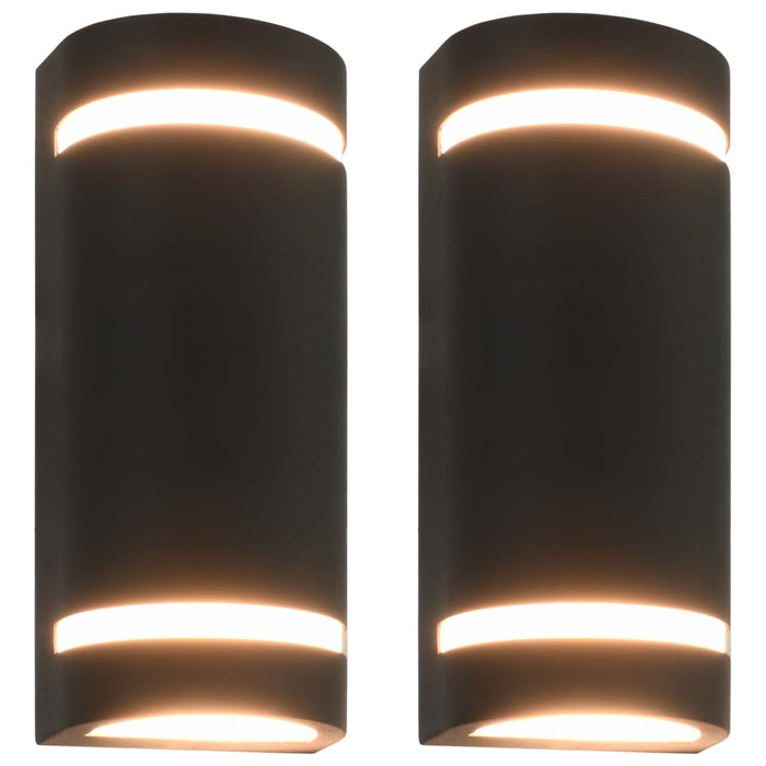 Outdoor Wall Lights 2 pcs 35 W Black Half-round